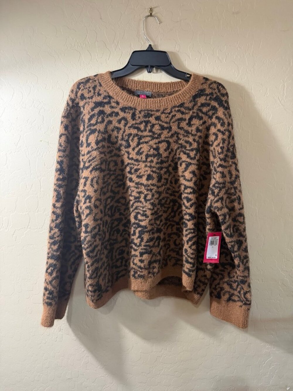 Vince Camuto Leopard Print Crewneck Sweater